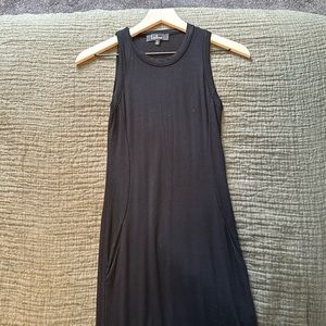 Long Black Maxi dress with pockets, high slit
